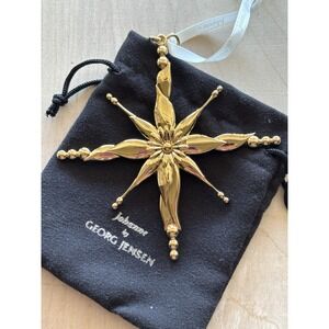 Georg Jensen Christmas Ornament Johanne Star 24k Gold Plated Original Box Bag